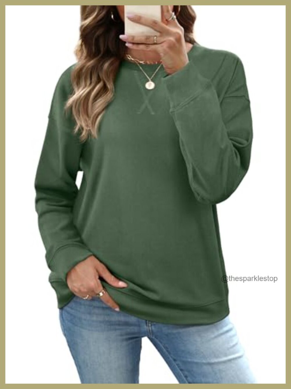 Crew Neck Sweatshirt Long Sleeve Relaxed Fit Pullover Casual Tops